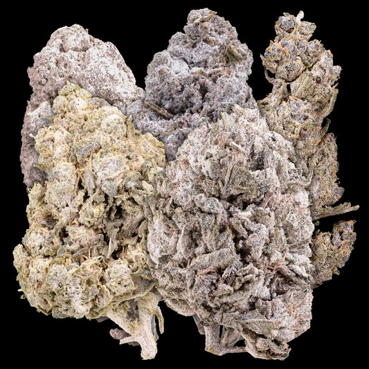 Close-up of a clump of cannabis buds on a black background thca weedshop